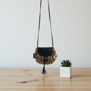 GAL LEOPARD PRINT CROSSBODY BAG FAUX FUR‎ NWT BROWN; BLK. AND TAN